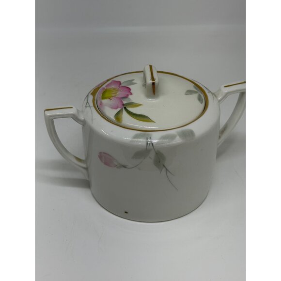 VTG Noritake Azalea Nippon Sugar Hand-Painted Pink Floral Sugar Bowl w Lid 4.5" - Picture 8 of 8